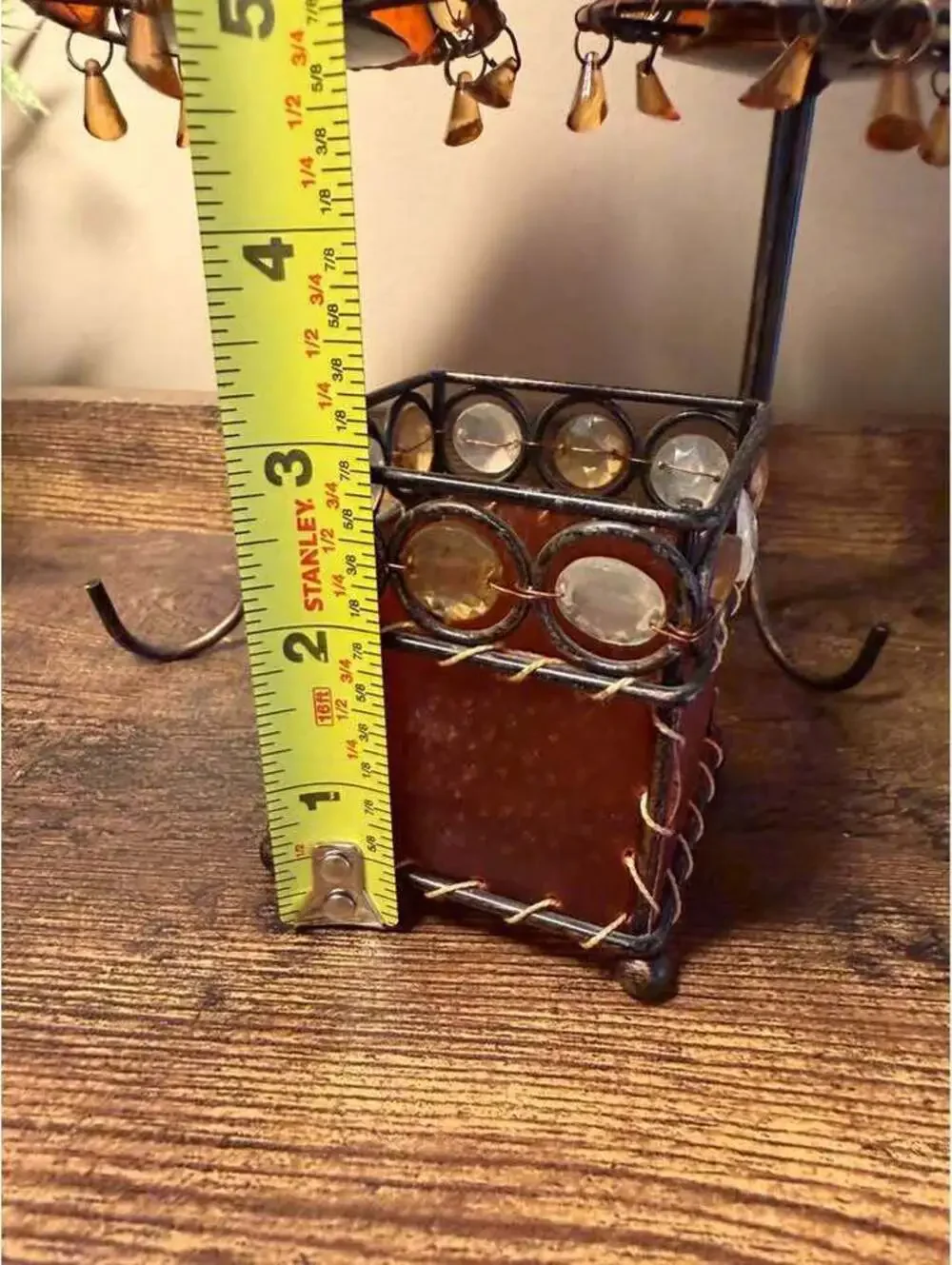 3-Piece Rustic Beaded Candle Holder Set